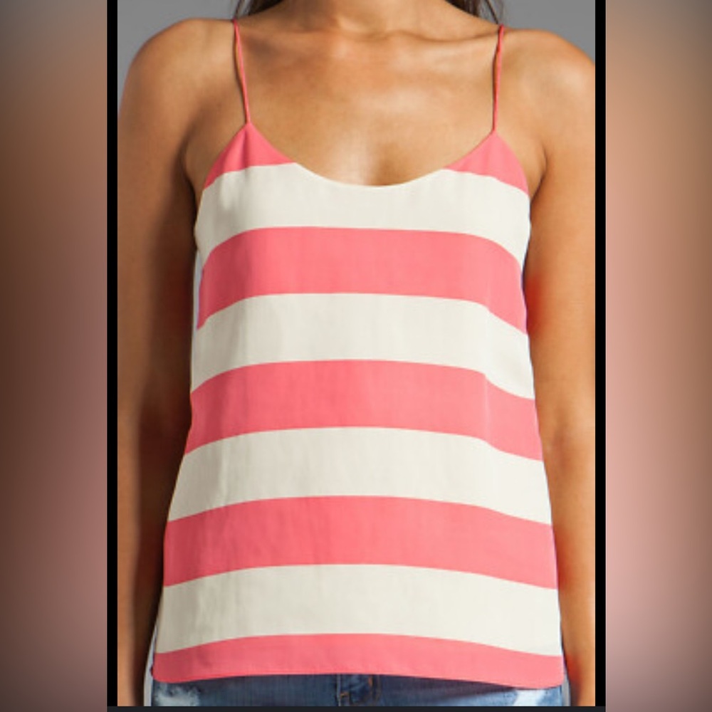 Tibi Pink and White Striped silk  Cami Top size 2